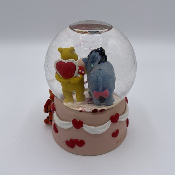 VTG Winnie the Pooh Eeyore Mini Snow Globe Hearts Love Valentine Tigger - Picture 4 of 7